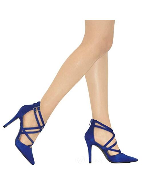 MVE Shoes Women's Pointed Criss Cross Strappy Pumps - Fashion Party High Heel Pumps