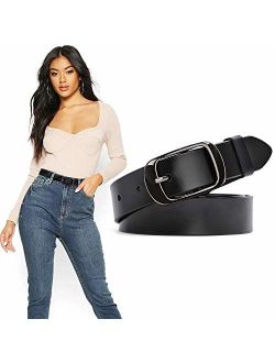 Women Leather Belt Ladies Black Waist Belt for Jeans Pants Dresses Small Size Elegant Gift Box