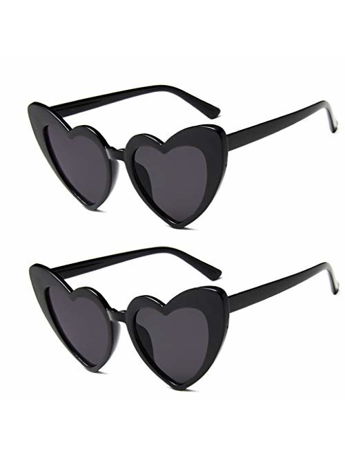 JUSLINK Heart Shaped Sunglasses for Women, Cat Eye Mod Style Retro Kurt Cobain Glasses