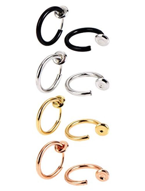 Mudder 12 Pieces Fake Earrings Nose Ear Lip Clip Rings Non-Pierced Earring Hoops Body Jewelry for Men and Women, 6 Colors