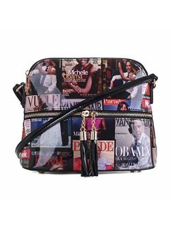 Glossy Magazine Cover Lightweight Medium Dome Crossbody Bag Michelle Obama Purse