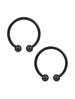 Ruifan 316L Surgical Steel Non-Piercing Fake Faux Clip On Septum Nose Hoop Ring Body Jewelry Piercing Unisex 20 Gauge 5/16"(8mm) 2-6PCS