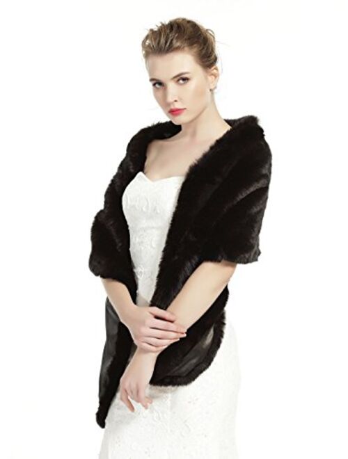 BEAUTELICATE Women's Faux Fur Shawl Stoles Wrap for Bridal/Wedding/Party-S62(12 Colors)