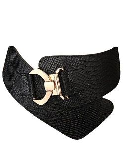 JASGOOD Wide Elastic Stretch Waist Belt Women's Adjustable Fashion Snake Pattern Dress Belt Christmas Gift