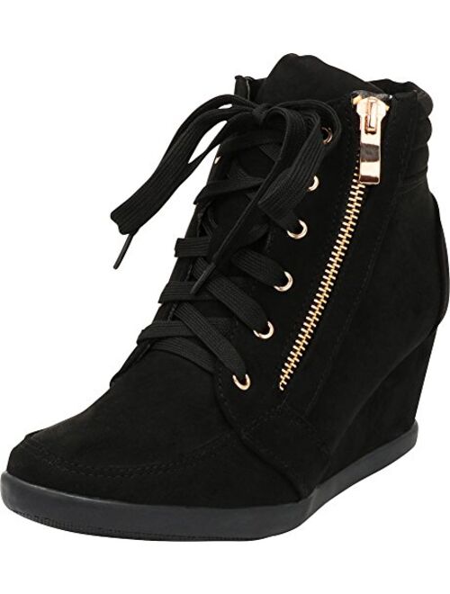 Cambridge Select Women's Lace-Up Fashion Sneaker Wedge