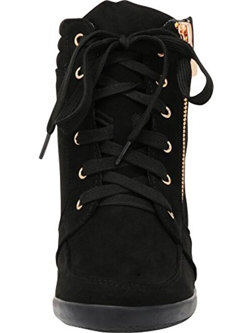 Cambridge Select Womens Lace-Up Fashion Sneaker Wedge 