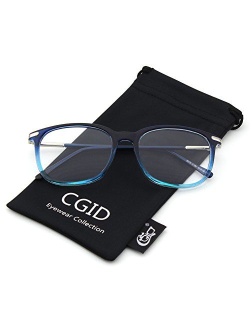 CGID CN79 High Fashion Metal Temple Horn Rimmed Clear Lens Eye Glasses 
