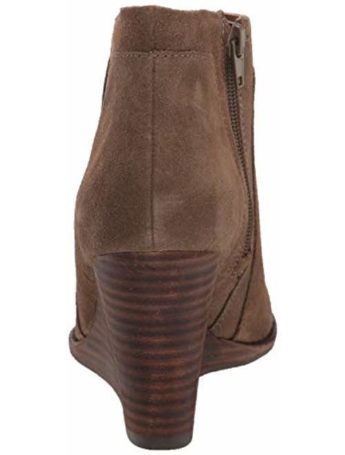 Lucky Brand Brown Synthetic Yabba Ankle High Heel Wedges Boot