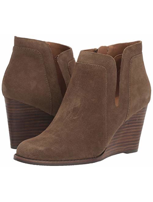 Lucky Brand Brown Synthetic Yabba Ankle High Heel Wedges Boot
