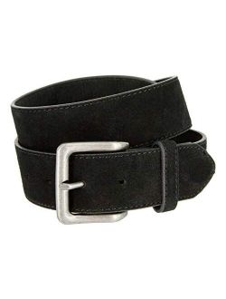 Square Buckle Casual Jean Suede Leather Belt for Women 1 1/2" Wide