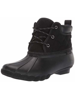 Women's Pond-Lil Puddles-Mid Quilted Lace Up Duck Boot with Waterproof Outsole Rain
