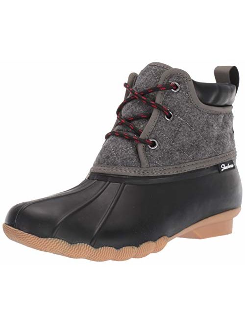 Skechers Women's Pond-Lil Puddles-Mid Quilted Lace Up Duck Boot with Waterproof Outsole Rain