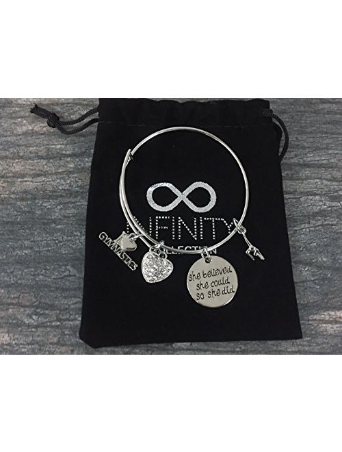 Infinity Collection Gymnastics Bangle Bracelet- Girls Gymnastics Bracelet- Gymnastics Jewelry for Gymnast