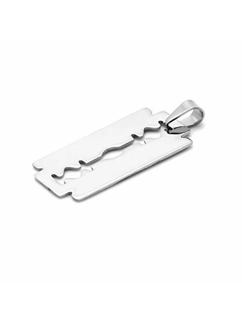 Xusamss Hip Hop Titanium Steel Blade Model Dog Tag Pendant Razor Necklace,24" Chain