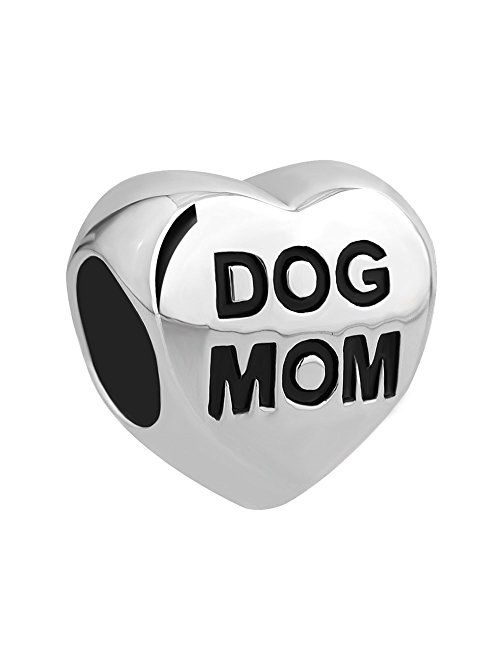 CharmSStory Stainless Steel Dog Mom Charm Pet Paw Print Beads for Bracelets