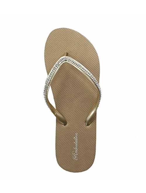 New Women's Rhinestone Sandals Diamond Head Flip Flop || Synthetic Leather Casual Sandal Beach, Gym, Pool | 313L