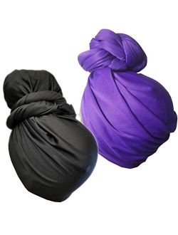 Stretch Head Wrap Scarf Head Wrap for women Turban Wrap Stretch Jersey Long Turban Head Wrap Tie 1 or 2