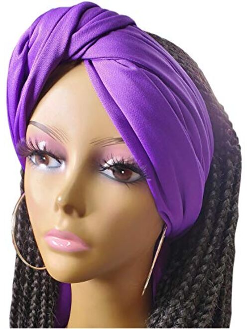 Stretch Head Wrap Scarf Head Wrap for women Turban Wrap Stretch Jersey Long Turban Head Wrap Tie 1 or 2