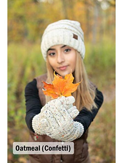 Funky Junques Beanies Matching Winter Lined Warm Knit Touchscreen Texting Gloves
