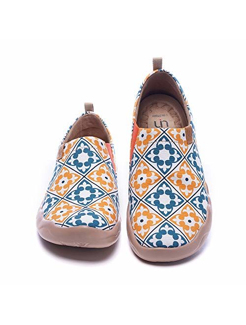 UIN Women's Lightweight Sneakers Casual Loafers Travel Painted Walking Slip On Comfortable Canvas Fashion Spainish Style