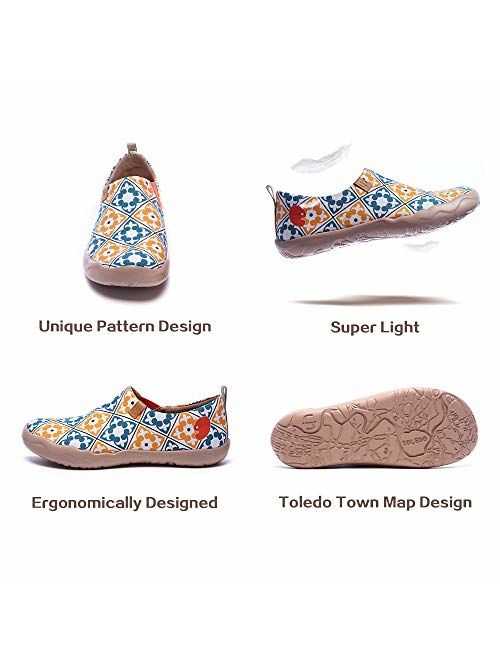 UIN Women's Lightweight Sneakers Casual Loafers Travel Painted Walking Slip On Comfortable Canvas Fashion Spainish Style