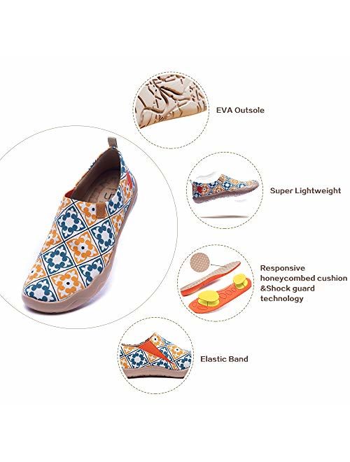 UIN Women's Lightweight Sneakers Casual Loafers Travel Painted Walking Slip On Comfortable Canvas Fashion Spainish Style