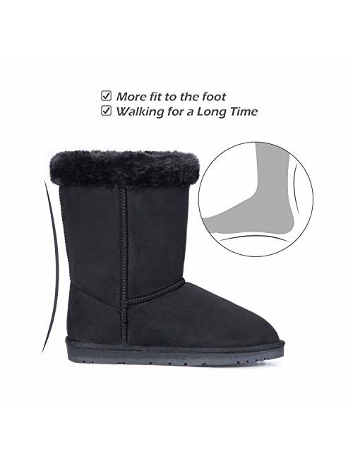 WFL Women Classic Snow Boots Suede Button Mid-Calf Fashion Winter Boots