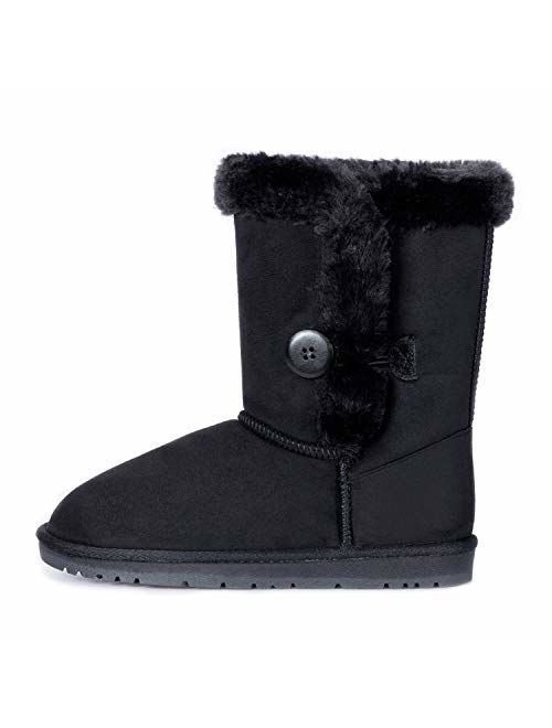 WFL Women Classic Snow Boots Suede Button Mid-Calf Fashion Winter Boots