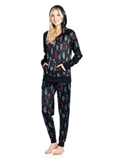 Ashford & Brooks Womens Mink Fleece Hoodie Pajama Set