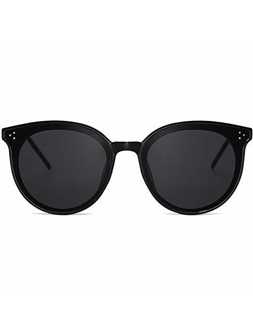 SOJOS Classic Retro Round Oversized Sunglasses for Women with Rivets DOLPHIN SJ2068