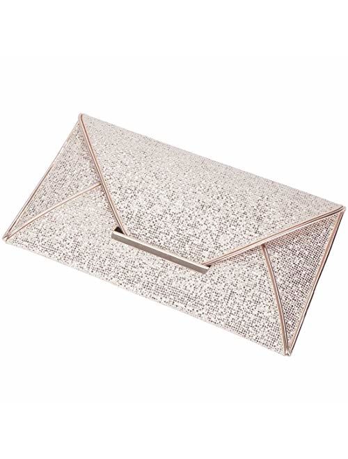 St. Jubileens Women Glitter Sequins Envelope Evening Bag Handbag Party Bridal Clutch Purse