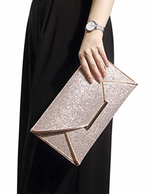 St. Jubileens Women Glitter Sequins Envelope Evening Bag Handbag Party Bridal Clutch Purse