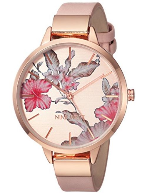 Nine West Women's NW/2044RGPK Rose Gold-Tone and Blush Pink Strap Watch