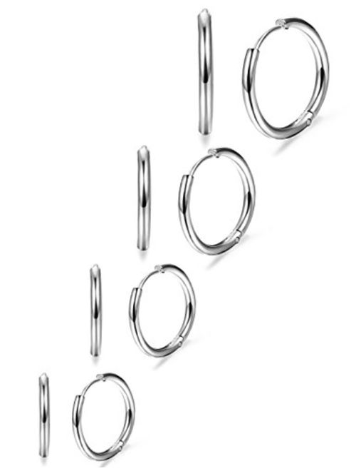 ORAZIO 4 Pairs Stainless Steel Hoop Earrings Set Huggie Earrings for Women,10MM-16MM