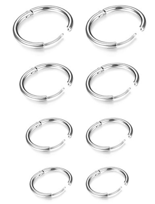 ORAZIO 4 Pairs Stainless Steel Hoop Earrings Set Huggie Earrings for Women,10MM-16MM