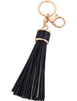 ZOONAI Women Leather Tassels Keychain Car Circle Key Rings Gift Bag Hanging Buckle