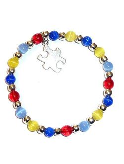 Hidden Hollow Beads Autism Awareness Bracelet, Adult Size, Comes Packaged