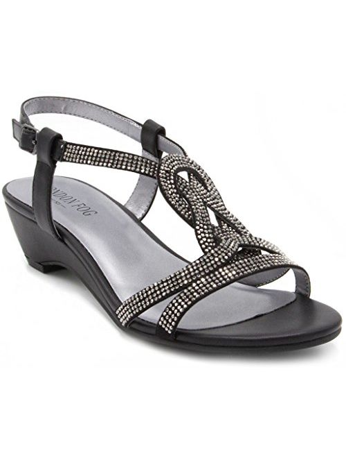 London Fog Womens Macey Demi-Wedge Dress Sandals