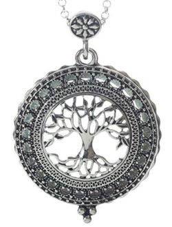 Artisan Owl Tree of Life 4X Magnifier Magnifying Glass Sliding Top Magnet Pendant Necklace, 30"