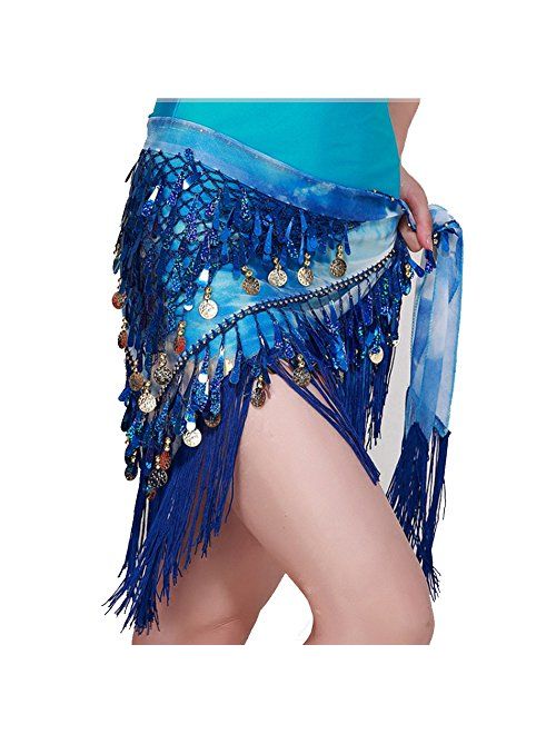 MUNAFIE Belly Dancing Belt Colorful Waist Belly Dance Hip Scarf Belt Triangle Skirt