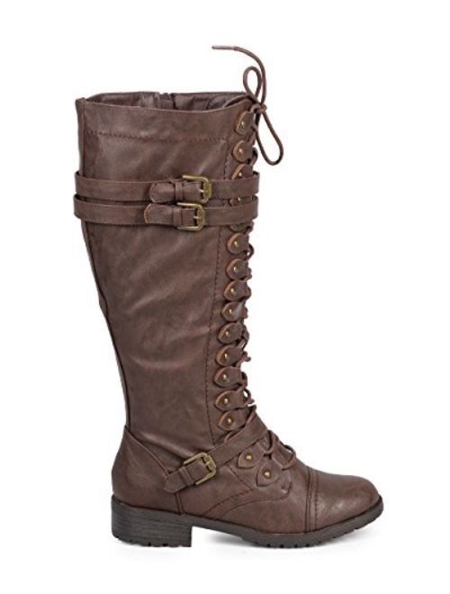 WEST Coast Women's Knee High Riding Boots Lace Up Buckles Winter Combat Boots