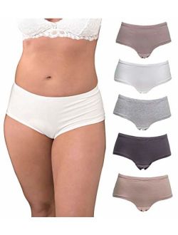 Emprella Underwear Women Plus Size, 5-Pack Hipster Panties, Cotton and Spandex