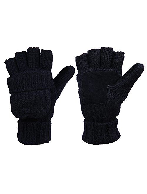 HDE Womens Winter Wool Fingerless Mittens | Warm Convertible Gloves Mitten Cover