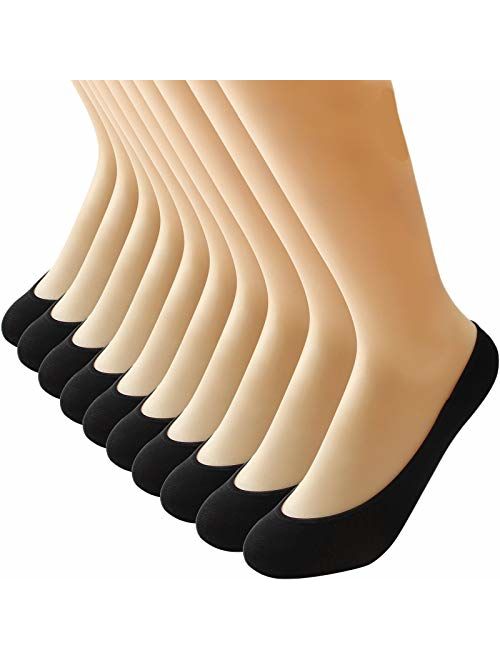 10 Pairs Ultra Low Cut Liner Socks Women No Show Non Slip Hidden Invisible for Flats Boat Summer