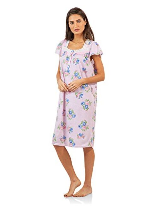 Casual Nights Women's Botanic Lace Short Sleeve Nightgown
