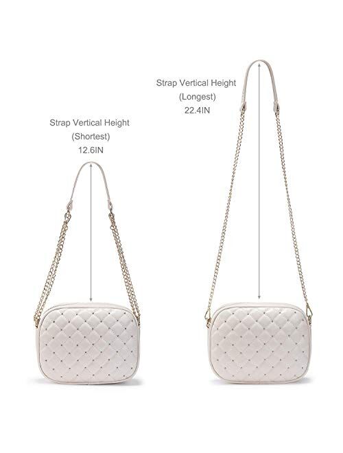 Newshows Small PU Leather Crossbody Bag with Metal Chain Strap for Women