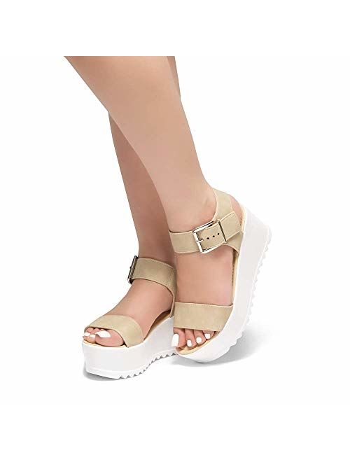 Herstyle Carita Women's Open Toe Ankle Strap Platform Wedge Sandals