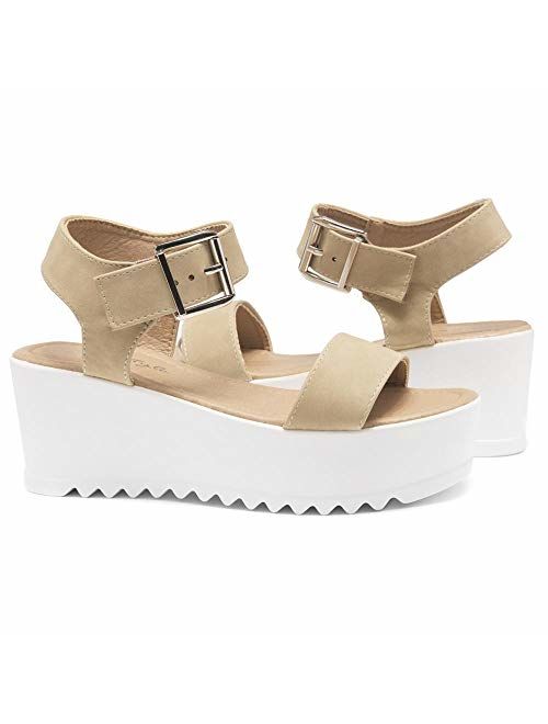 Herstyle Carita Women's Open Toe Ankle Strap Platform Wedge Sandals