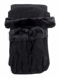 TheDapperTie Women's Solid Fleece 3-Piece gloves scarf Hat Winter Set, 1 Pack Or 2 Pack