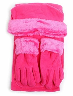 TheDapperTie Women's Solid Fleece 3-Piece gloves scarf Hat Winter Set, 1 Pack Or 2 Pack